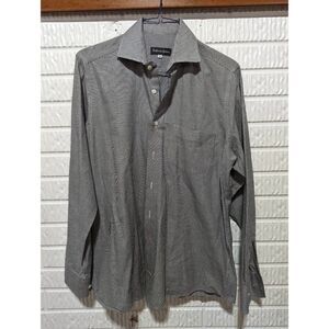 Bullock & Jones Men's White & Black Houndstooth Button-Down Shirt Size M